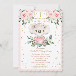Invitación Bautizo de koala personalizado y primer cumpleaños