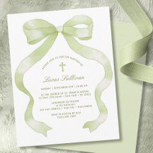 Bautizo de lazo verde elegante