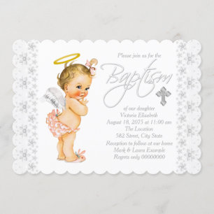 Invitación Bautizo de niña angelito