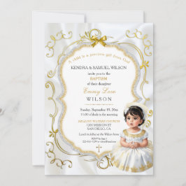 Invitación Bautizo de niña comunión bautismo oro blanco