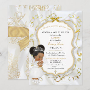 Invitación Bautizo de niña comunión cruz de oro