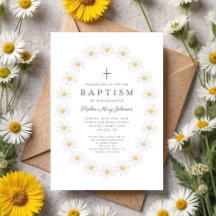 Bautizo de niña con flores elegantes de margaritas