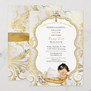 Invitación Bautizo de niña Cruz de Oro
