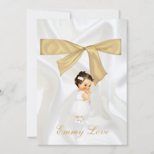 Invitación Bautizo de niña Cruz de oro agradecimiento