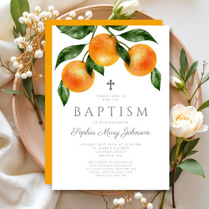 Invitación Bautizo de Niña Elegante de Naranjas