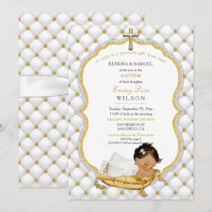Invitación Bautizo de niña étnica Cruz de Oro