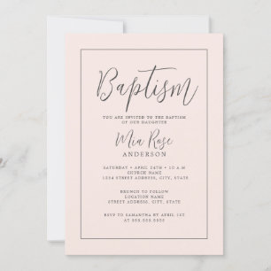 Invitación Bautizo de niña moderno de rosa suave