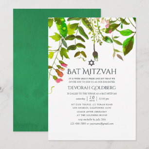 Invitación Bautizo de niña Watercolor Spring Greenery