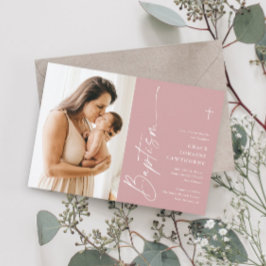 Invitación Bautizo de niñas con letra script elegante moderna