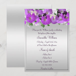 Invitación Bautizo de niñas Petunias y lazos