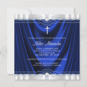 Invitación Bautizo de Niño Azul Real