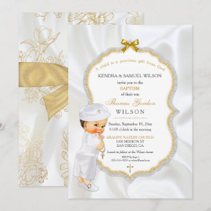 Invitación Bautizo de niño Cruz de Oro