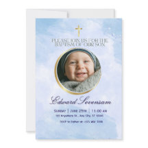 Bautizo de Niño en Nube Azul Editable 