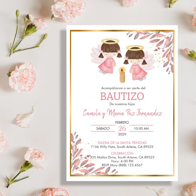Invitación Bautizo deja bautismo a niñas gemelas (Subido por el creador)