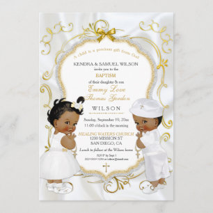 Invitación Bautizo del bautismo de los gemelos del muchacho y