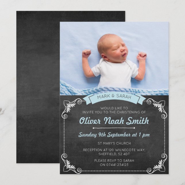 Invitación Bautizo del bebé/invitación del bautismo (Anverso / Reverso)