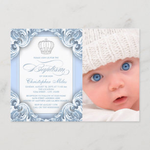 Invitación Bautizo del Príncipe Azul Bebé