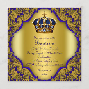 Invitación Bautizo del príncipe heredero varón azul real y do