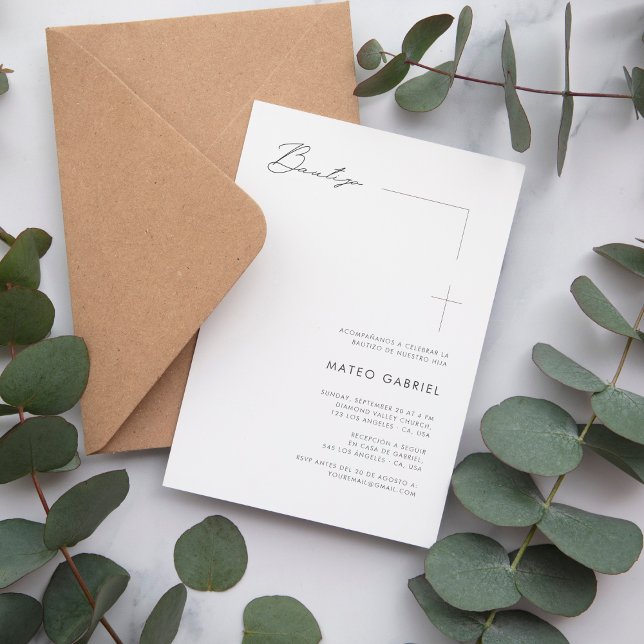 Invitación Bautizo elegante | Bautismo mexicano en español (Subido por el creador)