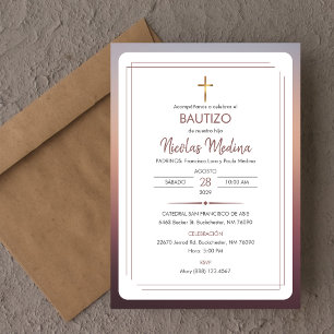 Invitación Bautizo Elegante Bautismo Minimalista