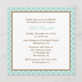 Invitación Bautizo elegante del bebé del modelo de Quatrefoil