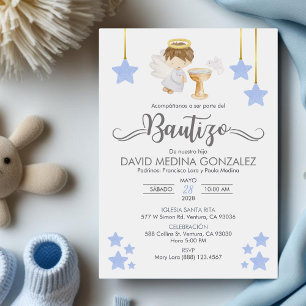 Invitación Bautizo en el Niño Ángel del Bautismo e
