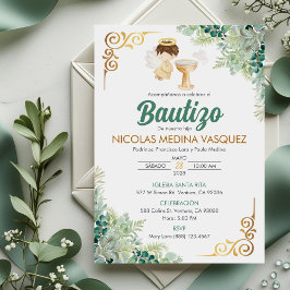 Invitación Bautizo en las hojas verdes del bautism