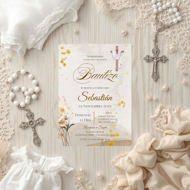 Invitación Bautizo Español Boho (Subido por el creador)