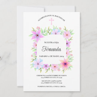 INVITACION BAUTIZO FLORAL