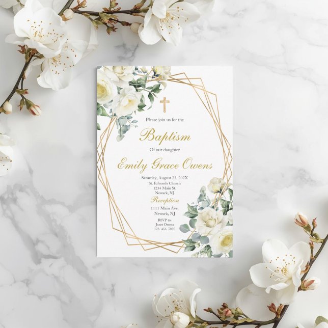 Invitación Bautizo floral blanco (Subido por el creador)