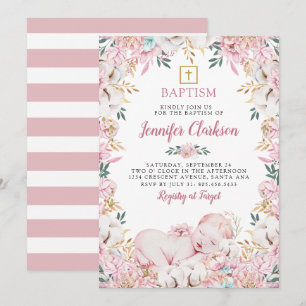 Invitación Bautizo Floral de Recién Nacido
