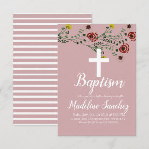 Invitación Bautizo Floral Vintage Dedicación Bautizo