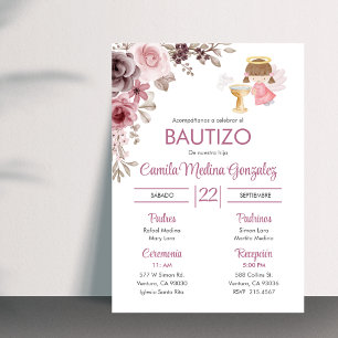Invitación Bautizo Flores Cutas Chica Angel Baptis