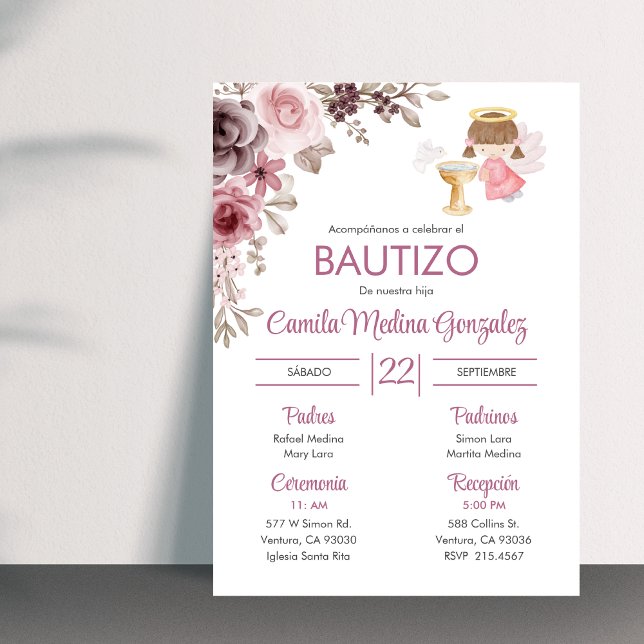 Invitación Bautizo Flores Cutas Chica Angel Baptis (Subido por el creador)