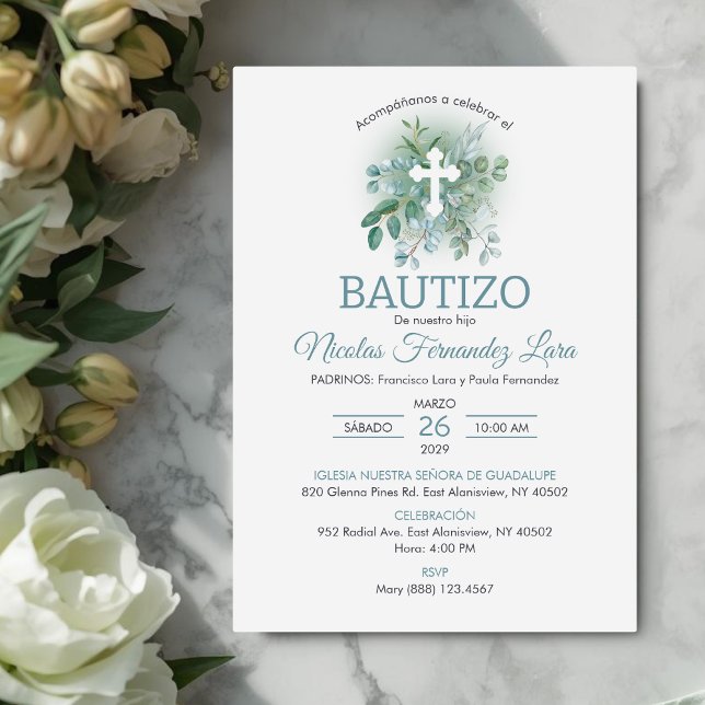 Invitación Bautizo Green Sale Elegante Bautismo (Subido por el creador)