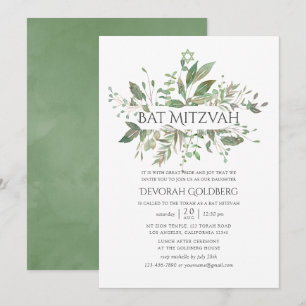 Invitación Bautizo Greenery Geométrico