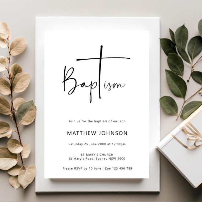 Invitación bautizo minimalista y simple (Subido por el creador)
