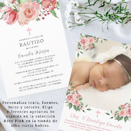 Invitación Bautizo Niña Bautismo Español para Niña