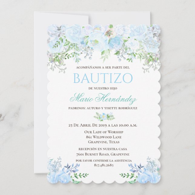 Invitación Bautizo Niño Invitacione De Bautizo Niño Baptismo (Anverso)