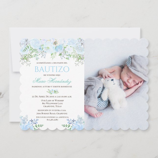 Invitación Bautizo Niño Invitacione De Bautizo Niño Baptismo (Anverso)