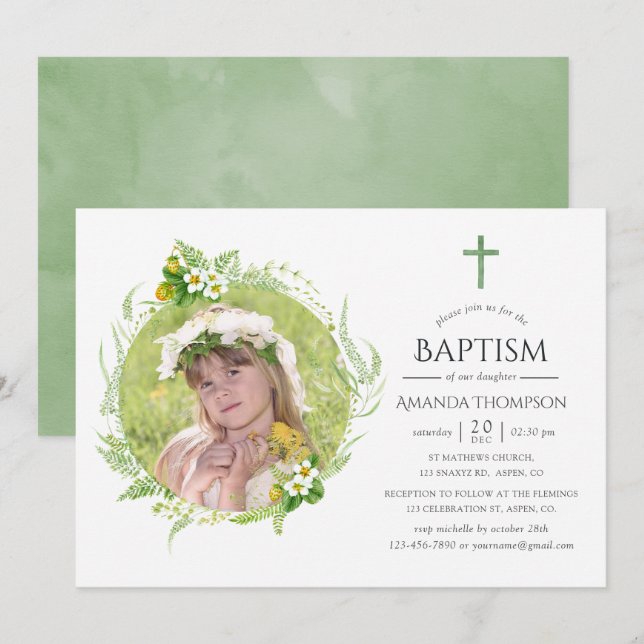 Invitación Bautizo o bautismo de campo (Anverso / Reverso)