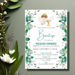 Invitación Bautizo Salte Cute Boy Angel Baptismo
