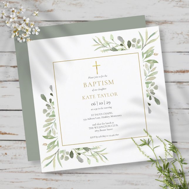 Invitación Bautizo Verde Acuarela (Subido por el creador)