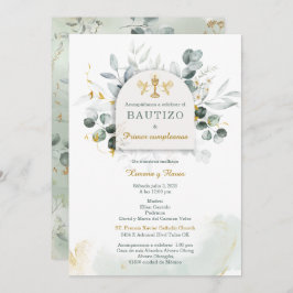 Invitación Bautizo y Primer Cumpleanos de Mellizos