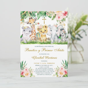 Invitación Bautizo y primer cumpleaños Jungla Invi