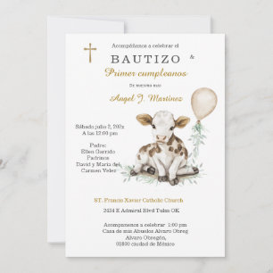 Invitación Bautizo y Primer Cumpleaños Niño