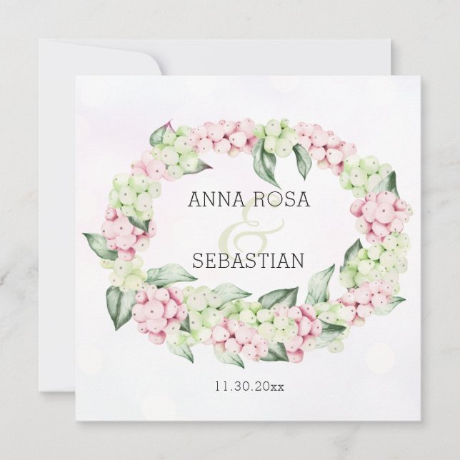 Invitación *~* Baya de Nieve de Invierno Boho RSVP AR12 QR  B (Anverso)