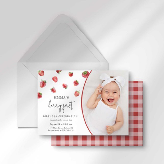 Invitación Baya Dulce Uno Fresa Primer Cumpleaños (Subido por el creador)