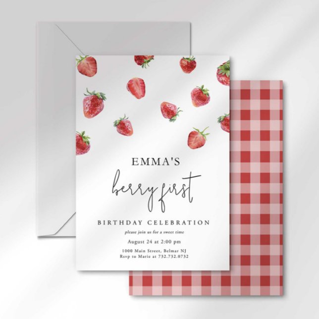 Invitación Baya Dulce Uno Fresa Primer Cumpleaños (Subido por el creador)