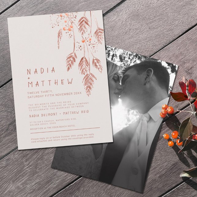 Invitación Bayas de hierba tan terracota acuarela foto invita (Subido por el creador)